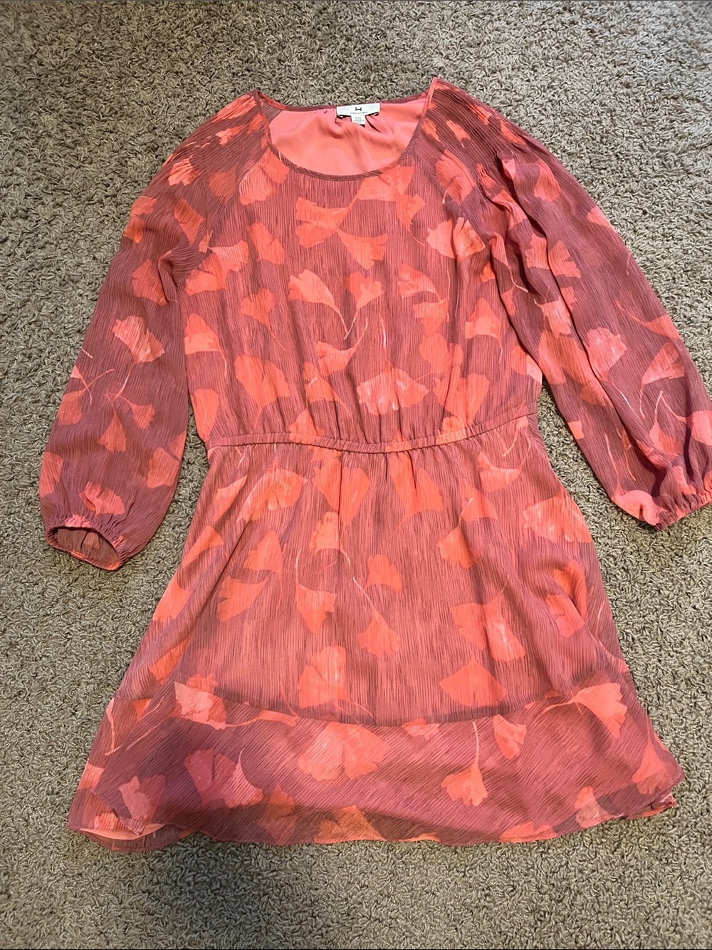 H by Halston Coral Pink Floral Mini Dress